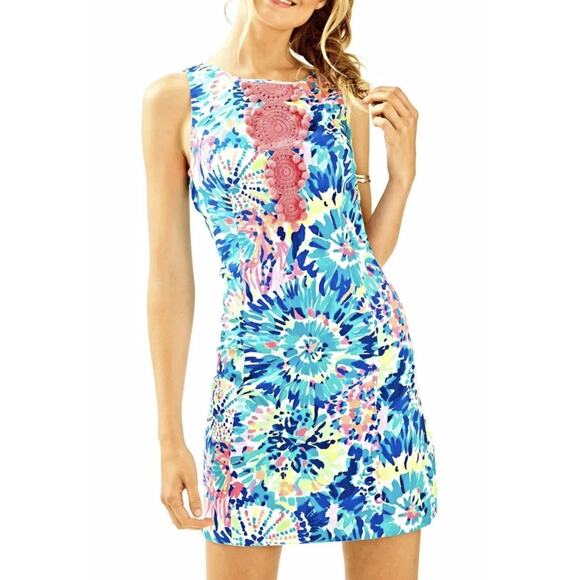 Lilly Pulitzer Adara Shift Dress in Dive In Multicolor Pom Pom Details Size 00 - Picture 2 of 8